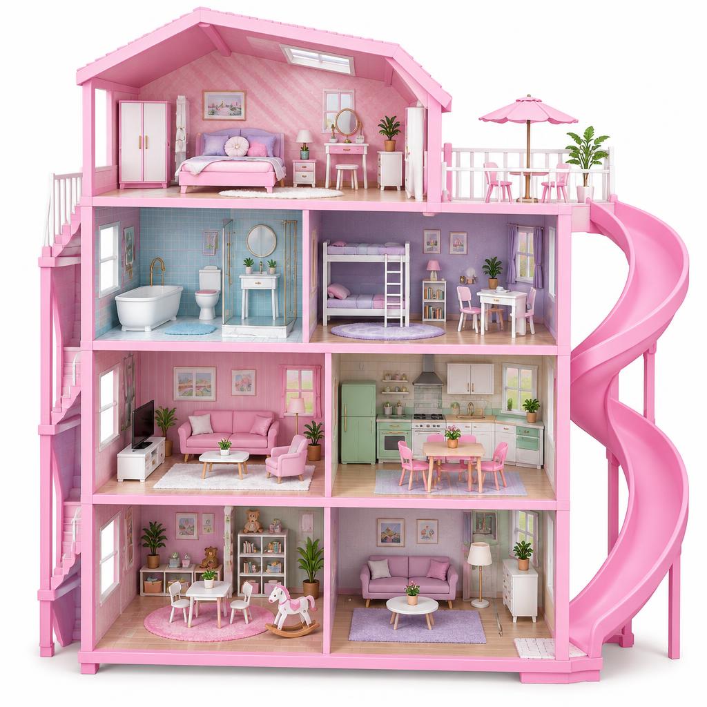 Casa de Boneca 4 Andares com Móveis
