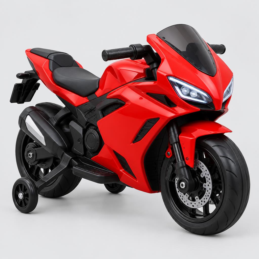 Moto Elétrica Infantil Esportiva — Vermelha com Rodinhas