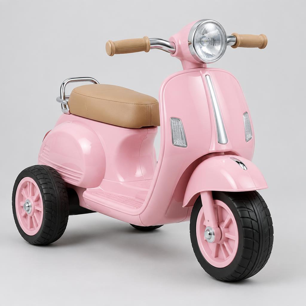 Mini Scooter Elétrica Infantil 6V — Rosa com Marcha à Ré, Som e Luz