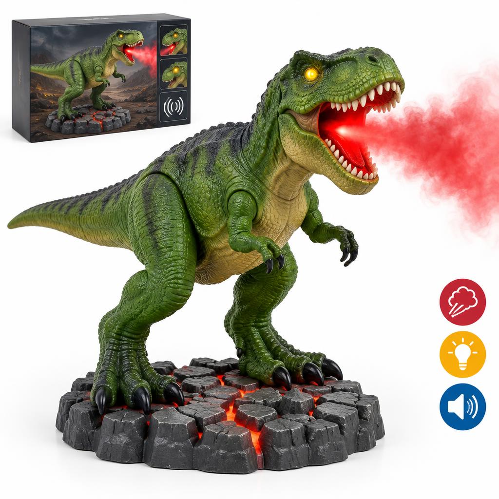 Dinossauro T-Rex Interativo com Luz, Som e Fumaça